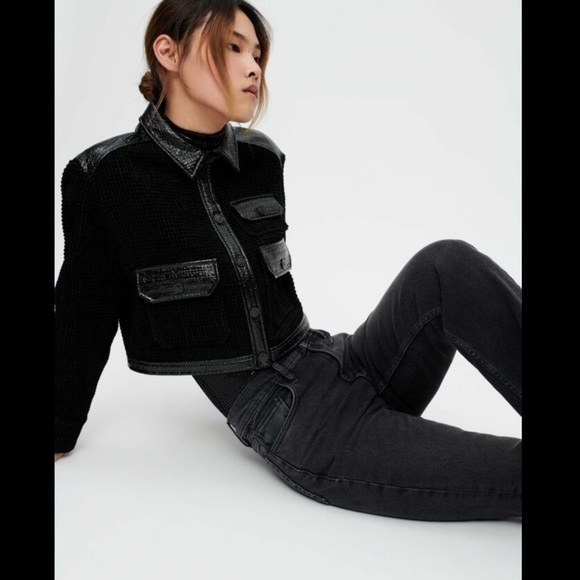 MAJE Faded Black High Rise Jeans - Picture 2 of 7